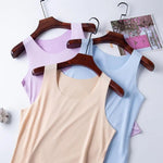 Women Bottoming Vest Sleeveless Ice Silk Seamless Stretchy Round Neck Dry Dry Cooling Camisole Summer Office Vacation Basic Top