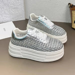 Women's Low Cut Breathable Hollow Out Sneakers Summer Fashion Casual Shoes Thick Bottom Lightweight Versatile