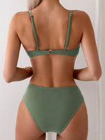 2025 U-wire Bikini Women Sexy Strappy Swimwear Female Solid Swimsuit Bathers Bathing Swimming Swim Suit Beachwear