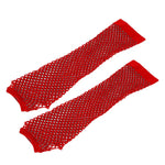 Blue Neon Fishnet Fingerless Long Gloves Arm Cuff Party Wear Fancy Dress For Women Sexy Girls Punk Gothic Dance Party Mesh Glove