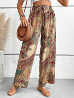 Women's 2026 Summer Versatile Printed Elastic Waist Wide Leg Pants