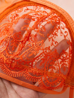 Sexy Orange Lace Lingerie Set Women Push Up Bra and Panty Set Butterfly Bow Underwear Female Intimates Sleepwear ZA824057