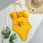 Sexy 3D Flower Hollow Out Swimwear One Piece Swimsuits Women 2026 Summer String Halter Monokini Swimming Bathings Suit Bather