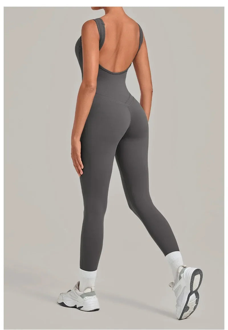 Women's Seamless Yoga Jumpsuits Fitness Sports Hip-lifting Beauty Back Sleeveless One-Piece Training Workout Running Bodysuits