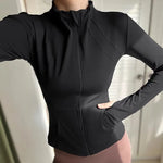 Women's High-End Yoga Suit with Standing Collar Long-Sleeved Sports Jacket for Running And Training Windproof Fitness Jacket