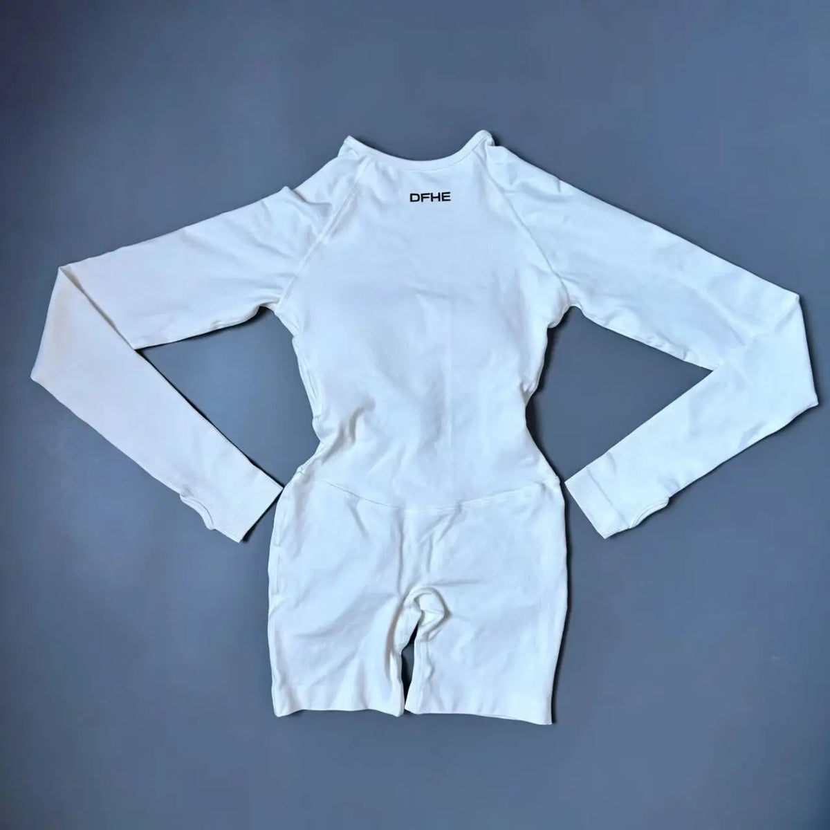 DFHE Active Long Sleeve One Piece Women Seamless Yoga Fitness Workout Short Jumpsuit Backless Set Gym Sportswear Playsuit
