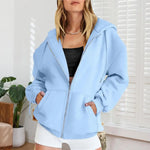 Long Sleeve Oversized Sweatshirt Women Zip Up Hoodies Fall Fleece Jackets with Pockets Casual Workout Outfits