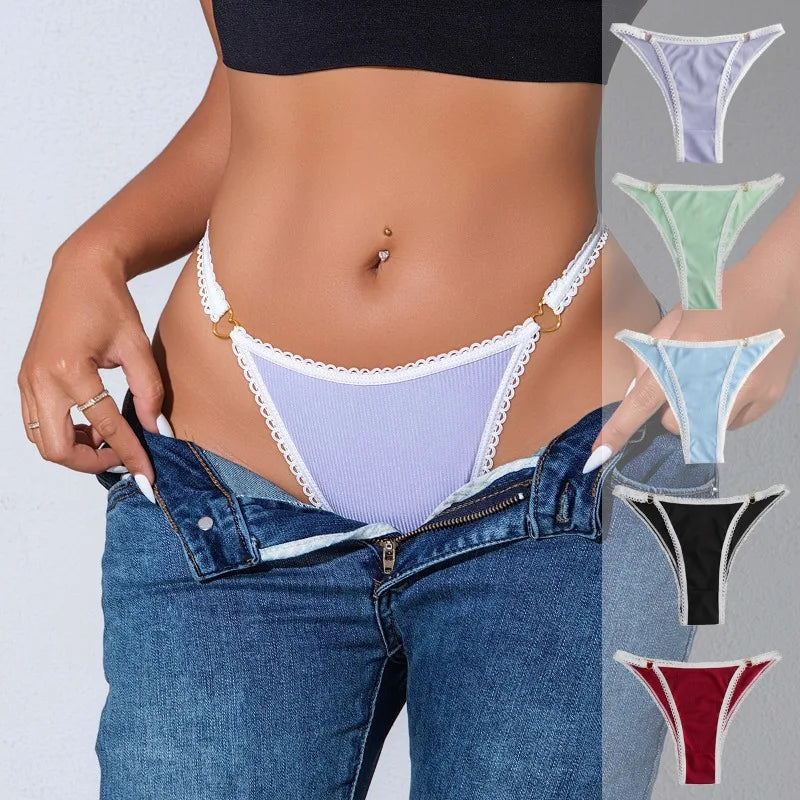 1Pcs Women's Sensual Lace Panties Sheer Thin Straps Briefs Low-Rise Adjustable Underwear Breathable Comfortable Female Lingerie