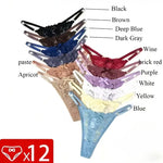 12pcs/Set Low Rise Sexy Women's G-string Breathable Comfortable Female Lingerie Erotic Elegant Lady Thongs Underwear Panties