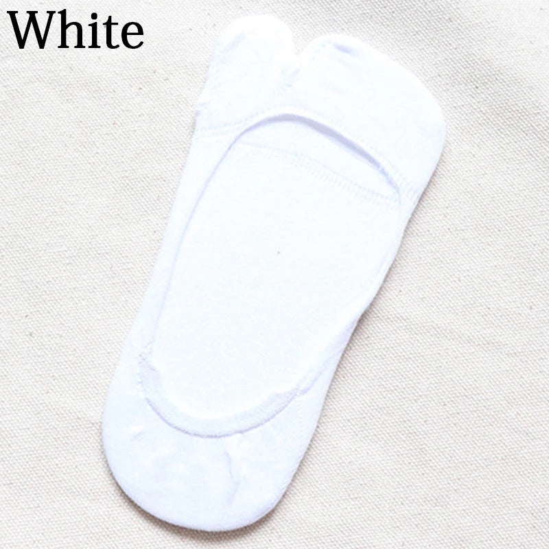 Summer Thin Non-slip Invisible Low Cut Boat Sock for Women Two Finger Socks Solid Breathable Cotton Tabi Socks Comfortable