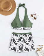 2026 Halter Bikini Set Short Swimsuit Women High Waist Swimwear Female Printed Bathers Swimming Bathing Swim Suit Beachwear