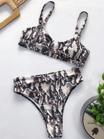 Sexy Snake Printed Female Swimsuit High Waist Bikini Women Swimwear Two-pieces Bikini Set Hollow Out Bathing Suit Swim Wear Lady