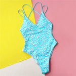 Leopard Print Backless Sexy Swimsuit Women One Piece Swimwear Back String Cross Bather High Cut Monokini Bathing Swimming Suit