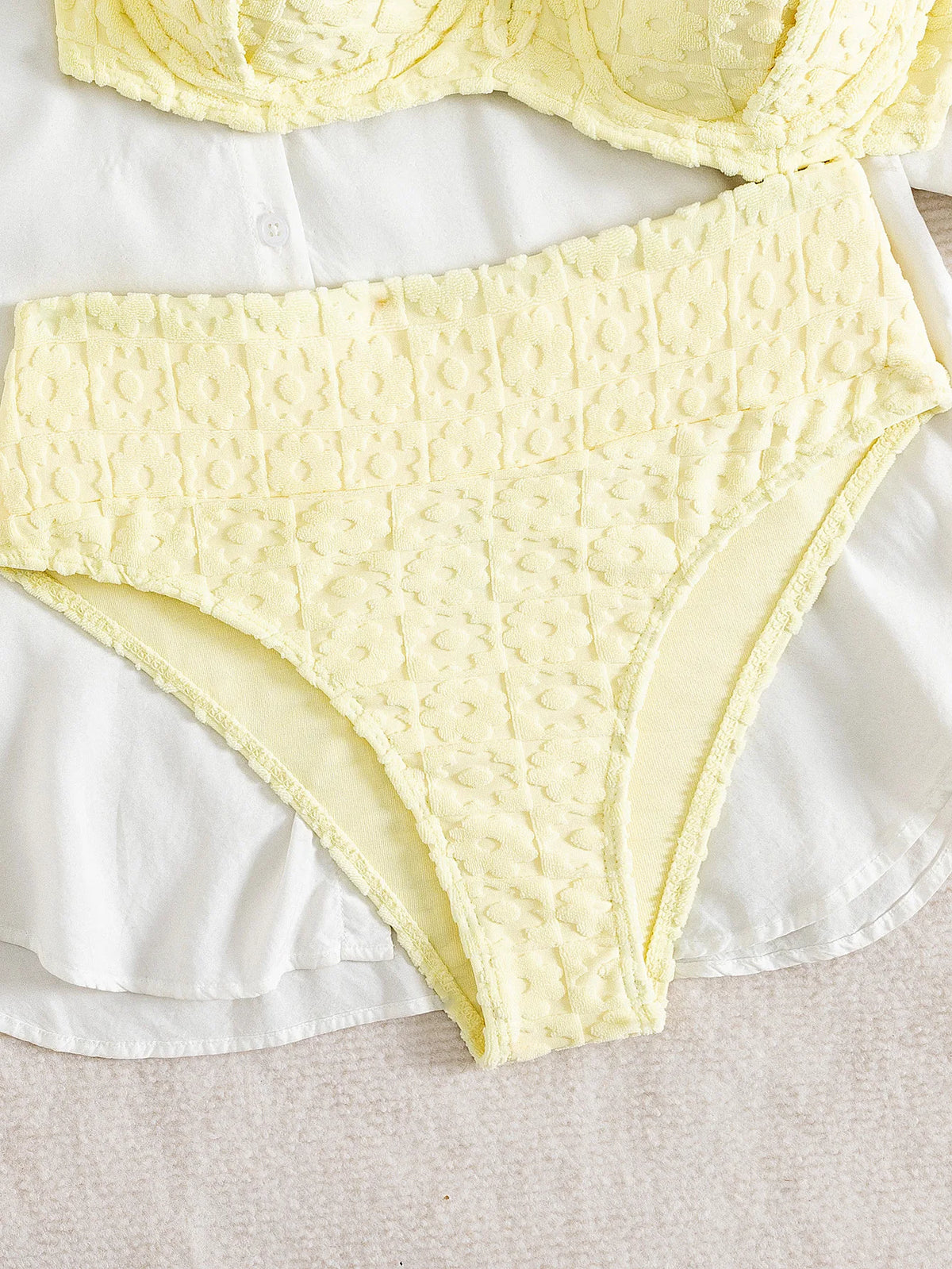 Sexy yellow bikini set 2026 women tie strap push up underwire high wiast swimsuit summer bathing suit two piece swimwear biquini