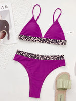 Sexy Bikini Women Push Up Leopard Patchwork High Waist Triangle Swimwear Swimsuit Bikini Set Bathing Suit Bikini Female Biquinis
