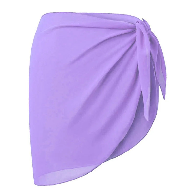 Summer Beach Swimwear Cover Up Wraps for Women Sexy See-Through Chiffon Wrap Skirts Sun Protection Bikini Cover Up Bathing Suits