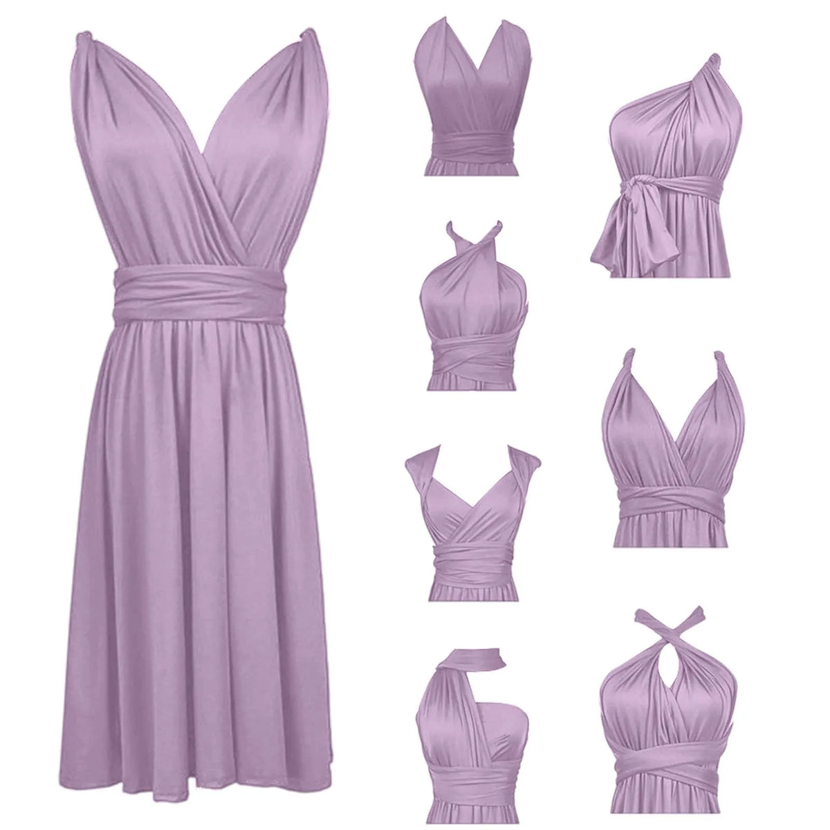 Women's Sexy V Neck Evening Dress Tie Up Multiple Ways To Wear Cocktail Dress Convertible Wrap Infinity Short Bridesmaid Dresses