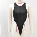 2026 Sexy Black One-Piece Swimsuit Front Zipper Design High-Cut Sides Perfect for Beach Wear and Pool Parties Summer Beachwear