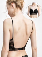French Invisible Underwear Women wire Free bralette Thin backless Lingerie U-shaped Large low Open Back Beauty Bra
