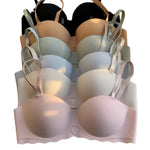 Women Push-Up Bra Demi Cup Underwear Heart Print Non-wired 1/2 Cup No Show Bras Sexy Lingerie Padded Thin Straps Brassiere S-XL
