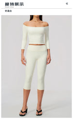 Fashion Mid Sleeve T-shirt Yoga Suits Tight Fitting Slim Sports Tops High Waist Peach Hip Mid Pants Gym Running Fitness Outfits
