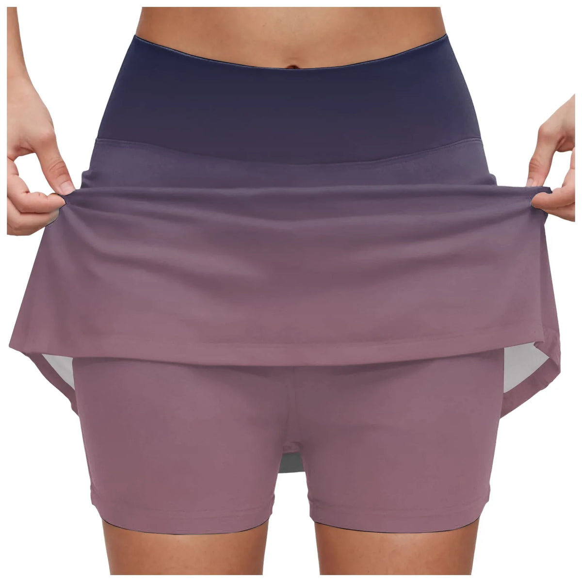 Women's Gradient Tennis Skirts High Waisted Athletic Skort With Built In Shorts Anti Slip Quick Dry Summer Skirt For Sports