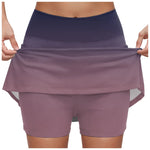 Women's Gradient Tennis Skirts High Waisted Athletic Skort With Built In Shorts Anti Slip Quick Dry Summer Skirt For Sports