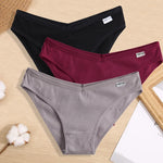 3PCS Women Cotton Panties Female Sexy Intimates Low Rise G-String Thongs Ladies Bikini Girl Solid Color Underwear Soft Lingerie