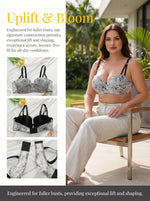 3/4 Cup Wireless Plus Size Bra Women Sexy Lace Floral Print Mesh Bralette Elegant Comfortable Everyday Lingerie B2518