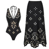 2Pcs Printed Swimsuit Women Sexy Swimwear New Bikini With Long Skirt Female Biquini Push Up Swim Suit Bodysuit Beachwear CoverUp