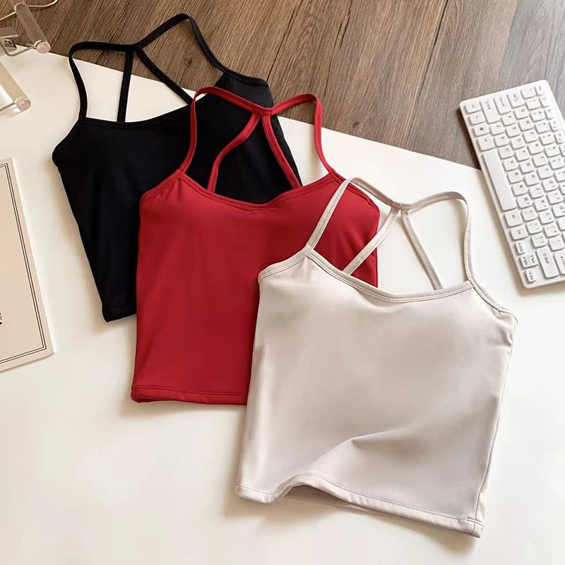 Women's Slim Fit Nude Sports Bra Yoga Fitness Vest Skin Friendly Pilates Top Beautiful Back Design Suspension Yoga Fitness Top