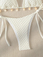 Sexy Bikini Set Shell Designer Swimsuit 2025 White Black Push Up Micro Bikinis Summer Bathing Suit Tie Side Triangle Swimwear