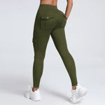 Women's Cargo Pocket Fitness Yoga Leggings With Pockets - High-Waisted Stretch Tights Butt Lift Yoga Running Pants