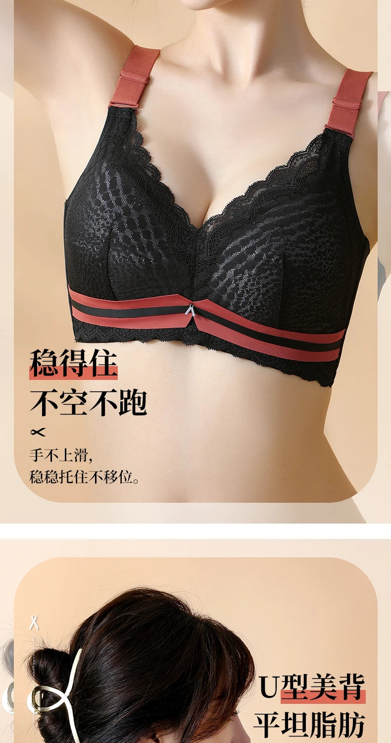 Women's Plus Size Minimizer Bra Full Coverage Lingerie Wire Free Push Up Bra for Femme Brest Pumping Underwear Plus Size 44 46DE
