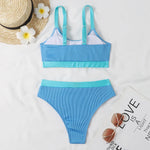 Orange High Waist Bikini 2022 Swimsuits Push Up Swimwear Women Splicing Biquini Beachwear Sexy Ribbed Bathing Suits Female New
