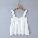 New Style Vacation Casual Lazy Style Pure White Simple Basic Lace Camisole Backless Deep V Suspenders Sleeveless Charming XNKI