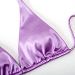 Sexy Satin Halter Brazilian Padded Bikini Female Swimsuit Women Swimwear Two-Pieces Bikini Set Bather Bathing Suit Swim V4966S