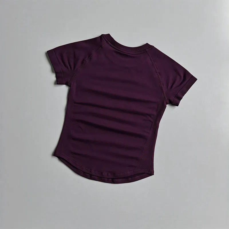 Women's Quick-Drying Short-Sleeved Yoga Sports T-Shirt Summer Outdoor Fitness Running Gym Training Wear Comfortable Breathable G