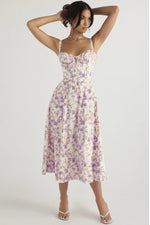Sexy Low Cut Spaghetti Strap Maxi Dresses For Women Color Flower Printed Chest Wrap Bowknot Leace-up Long Dress Elegant Vestidos