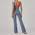 Women's Seamless Yoga Jumpsuits Sports Fitness Sleeveless Hip-lifting Flared One-piece Workout Gym Training Slim Fit Bodysuits