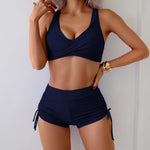 Sexy High Waist Bikini 2026 Women Swimsuit Two Pieces Swimwear Female Bikinis Set Black Blue Bathing Suits Brazilian Biquini