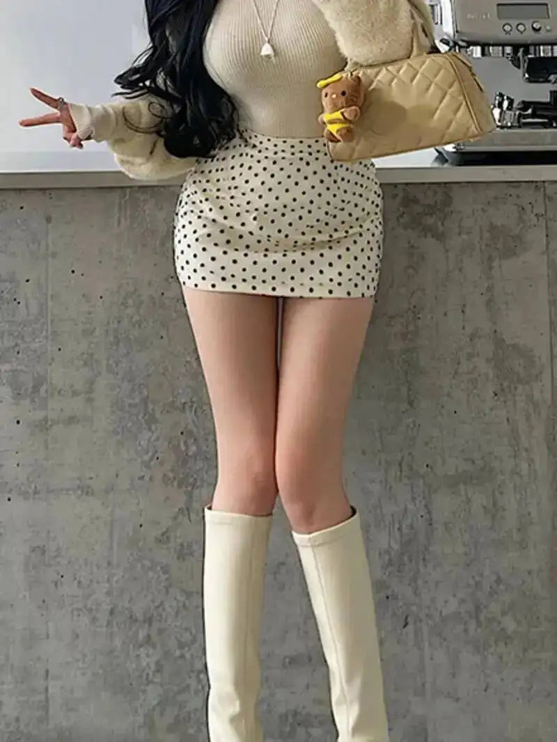 Pure Desire Sweet Girl Sexy High Waist Skinny Plush Point Skirt With Hip Short Sweet Mini Skirt Hot Sexy Korean Women 6P84