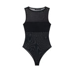 Women's Patchwork Silk Mesh Jumpsuit WHEF