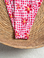 Sexy Red Plaid Floral Print Bikini Set Push Up Bra Pleate Thong Swimsuit Women 2026 Summer Bathing Suit Holiday Swimwear Biquini