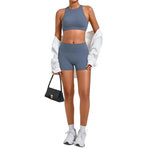 Women's Nude Yoga Sets Sports Cross Beauty Back Bra Hip-lifting Slim Fit Shorts Suits Running Fitness Workout Gym Sets
