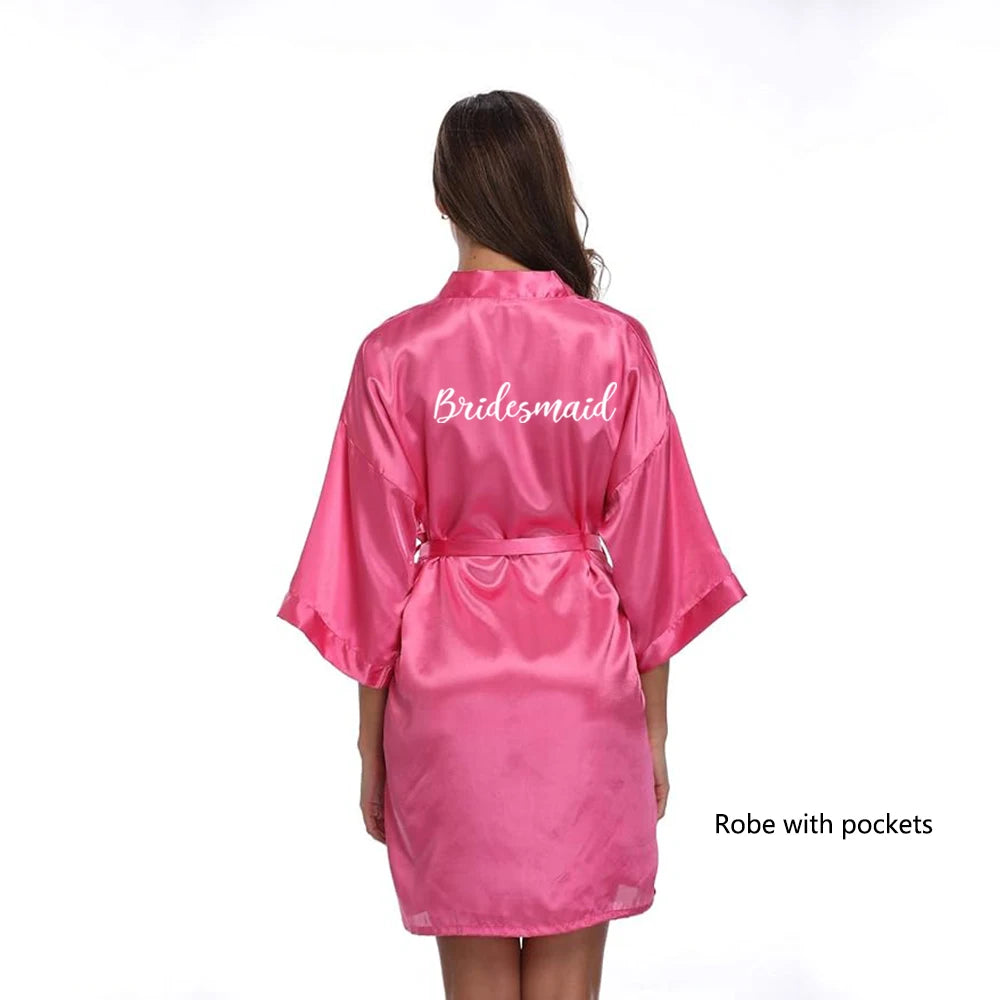 New Bathrobe Bride Satin-Silk Robe Women Bridal Party Sister Team Mother Shower Gift Bridesmaid Wedding Short Robes YE7883