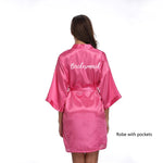New Bathrobe Bride Satin-Silk Robe Women Bridal Party Sister Team Mother Shower Gift Bridesmaid Wedding Short Robes YE7883