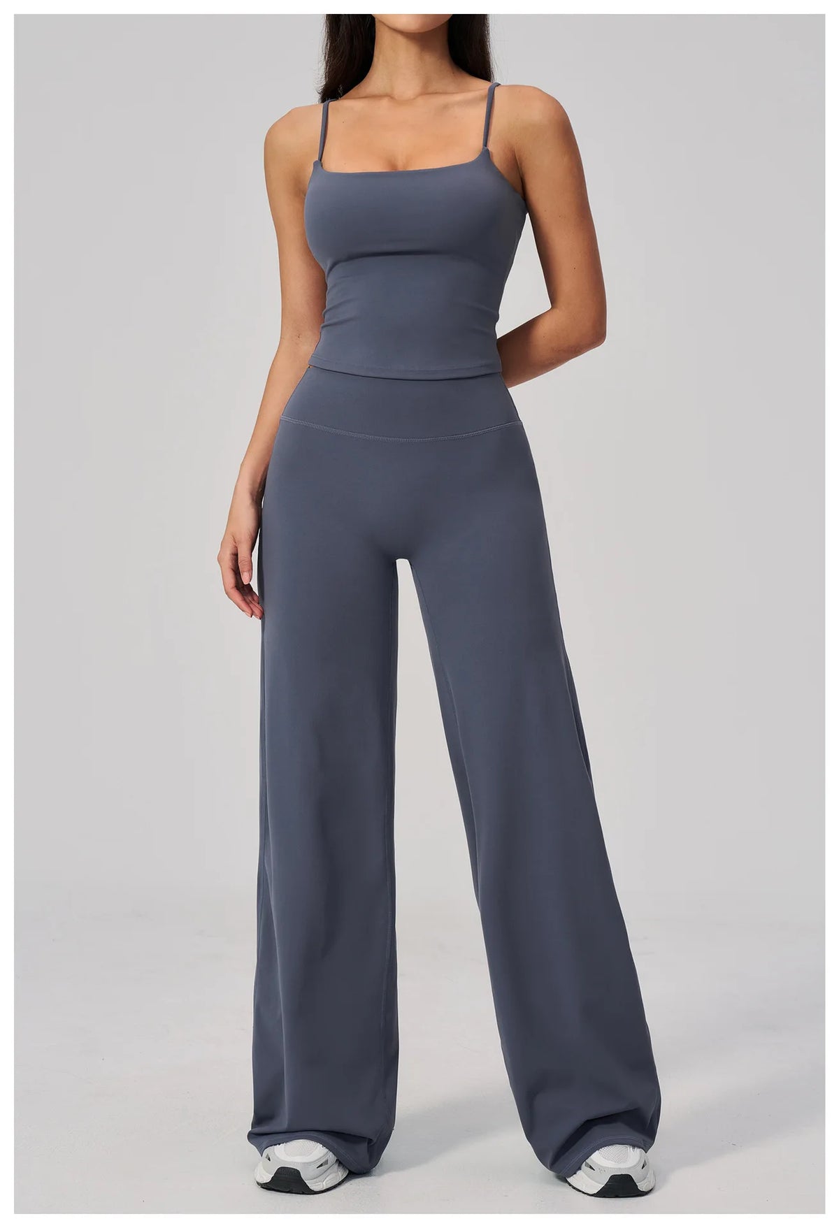 Yoga Suit Gym Fitness Set Hanging Neck Slim Sports Tank Top High Waist Wide Leg Pants Tracksuit Outdoor Running Athletic Wear