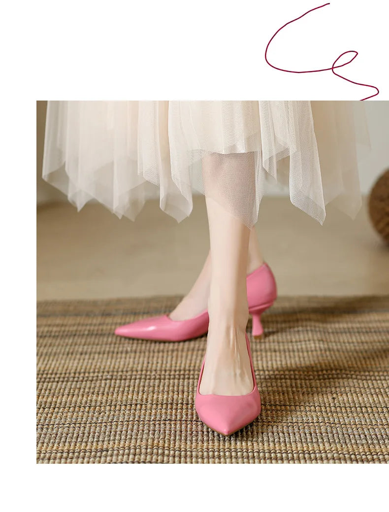 Patent Leather Fashion High Heels 2026Pointed Toe Pumps Elegant Woman Heeled Shoes Shallow Mouth Candy Colored Sexy Single Shoes