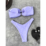 Sexy Wrinkled Bandeau Strapless Bikini Women Swimwear Female Swimsuit Two-Pieces Bikini Set Bather Bathing Suit Swim Lady V3367L